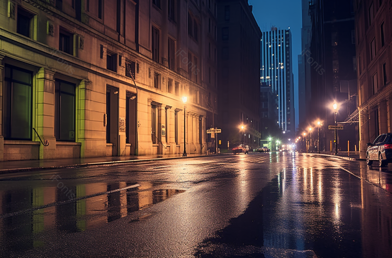 上海外滩大街雨夜路灯闪烁都市风光摄影,高清,摄影图,摄影图片,图片大全,摄影图免费下载
